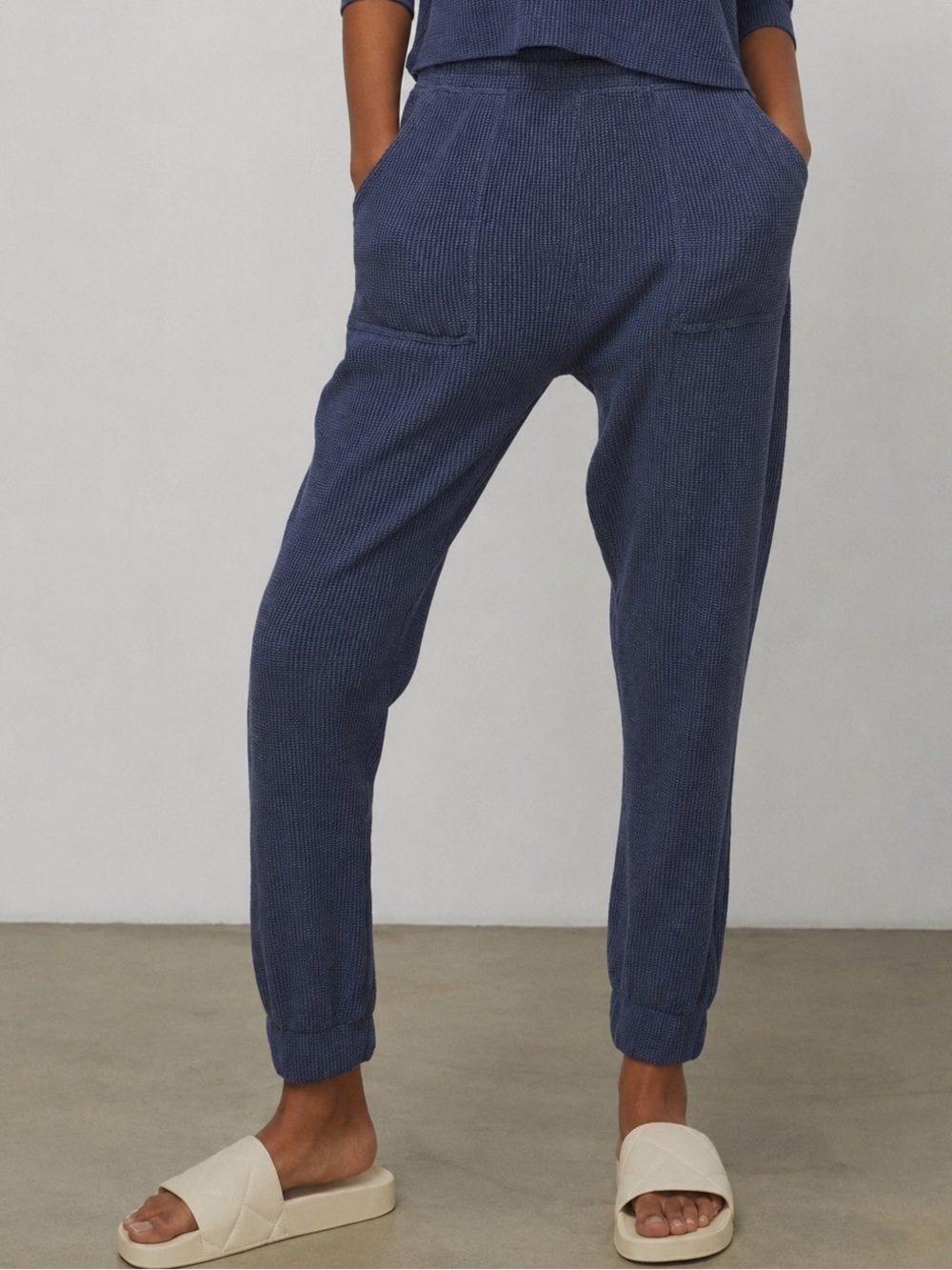 Lunya Restore Thermal Drapped Jogger Washed Blue Small